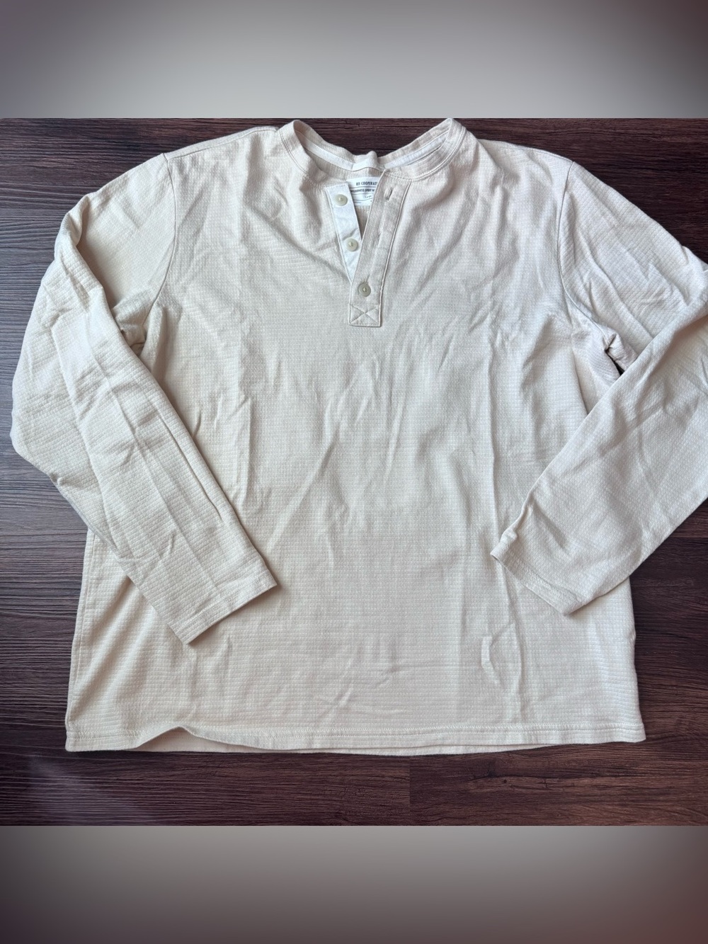REI Co-Op Shirt Men’s Campwell Henley Waffle Size Large Beige Long Sleeve Tee - Picture 2 of 8
